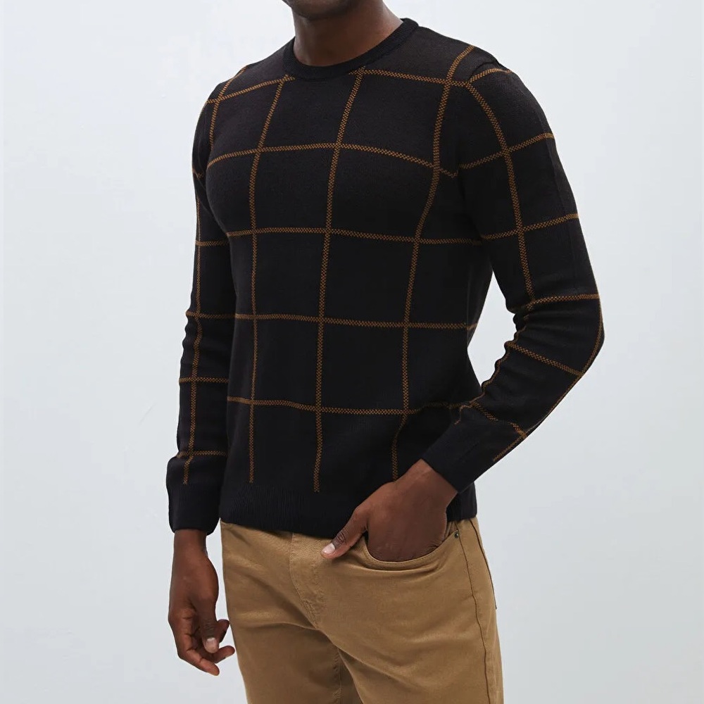 Oscar De La Renta Designer Sweater Vintage Brown Striped Pullover Men's large